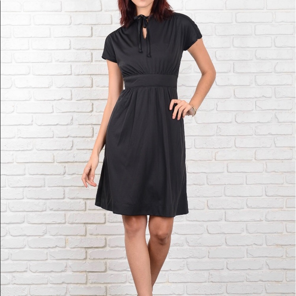 Vintage 1970s Mod Little Black Cocktail Mini Dress LBD